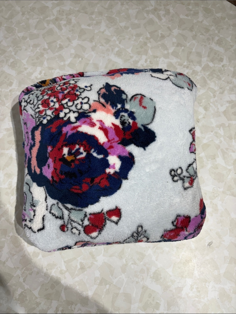 Vera Bradley Floral Plush Travel Blanket in Blue, Pink & Red